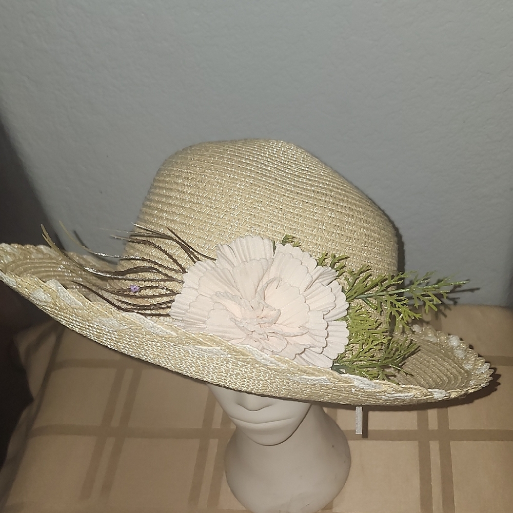 Elegant Cream Sun Hat with Floral Accent
